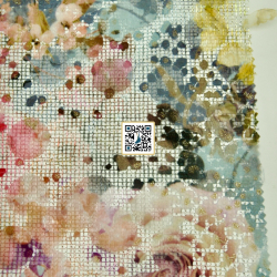 شبك مقصب مشجر مع اوراق ورد بارز - ٣ الوان - #٥٠١ قماش نسائي للمناسبات (ازرق فاتح)