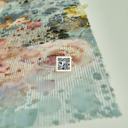 شبك مقصب مشجر مع اوراق ورد بارز - ٣ الوان - #٥٠١ قماش نسائي للمناسبات (ازرق فاتح)