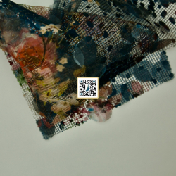 شبك مقصب مشجر مع اوراق ورد بارز - ٣ الوان - #٥٠١ قماش نسائي للمناسبات (ازرق غامق - كحلي)