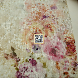 شبك مقصب مشجر مع اوراق ورد بارز - ٣ الوان - #٥٠١ قماش نسائي للمناسبات (سكري)