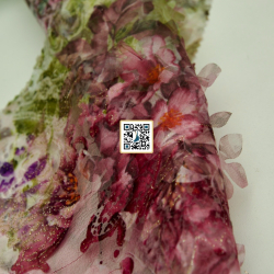 اورجنزا مقصب مشجر مع اوراق ورد بارزة - ٣ الوان - #٥٠٤ قماش نسائي للمناسبات (وردي غامق)