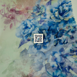 اورجنزا مقصب مشجر مع اوراق ورد بارزة - ٣ الوان - #٥٠٤ قماش نسائي للمناسبات (ازرق فاتح)