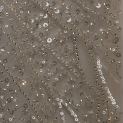 تل مطرز مع ترتر وخرز - ٤ لون #٢٠٢ قماش نسائي للمناسبات (ذهبي)