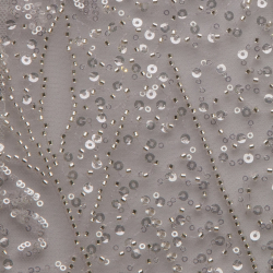 تل مطرز مع ترتر وخرز - ٤ لون #٢٠٢ قماش نسائي للمناسبات (سكري)