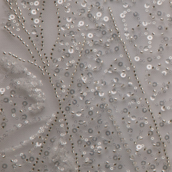 تل مطرز مع ترتر وخرز - ٤ لون #٢٠٢ قماش نسائي للمناسبات (رمادي)