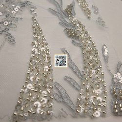 تل مطرز مع ترتر وخرز #٢١ - سهرات (ازرق فاتح) تل مطرز مع ترتر وخرز #٢١ - سهرات (ازرق فاتح)