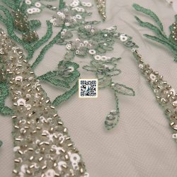 تل مطرز مع ترتر وخرز #٢١ - سهرات (اخضر) تل مطرز مع ترتر وخرز #٢١ - سهرات (اخضر)