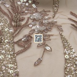 تل مطرز مع ترتر وخرز #٢١ - سهرات  (بني)