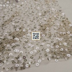 تل مطرز مع ترتر وخرز #٢٠ - قماش نسائي للمناسبات (سكري) تل مطرز مع ترتر وخرز #٢٠ - قماش نسائي للمناسبات (سكري)