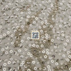 تل مطرز مع ترتر وخرز #٢٠ - قماش نسائي للمناسبات (رمادي)