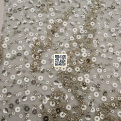 تل مطرز مع ترتر وخرز #٢٠ - قماش نسائي للمناسبات (رمادي) تل مطرز مع ترتر وخرز #٢٠ - قماش نسائي للمناسبات (رمادي)