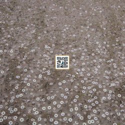 تل مطرز مع ترتر وخرز #٢٠ - قماش نسائي للمناسبات (بني)