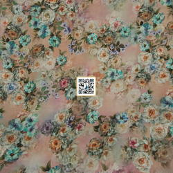 حرير ستان مشجر ورود طباعة ديجيتال عالية الجودة قماش نسائي بـ 4 الوان متميزة (زهرة الجوري)  (لحمي)