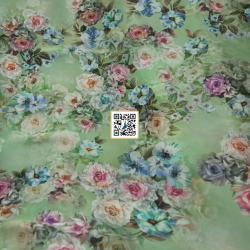 حرير ستان مشجر ورود طباعة ديجيتال عالية الجودة قماش نسائي بـ 4 الوان متميزة (زهرة الجوري)  (اخضر)