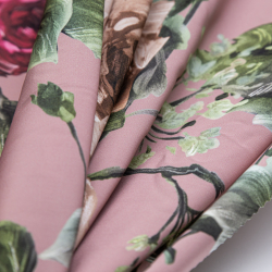 حرير ستان مشجر - ٤ الوان - #٦١ (وردي)