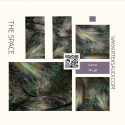 حرير ستان طباعة ديجيتال عالية الجودة قماش نسائي بـ ٣ الوان متميزة (الفضاء) (بنفسجي غامق)