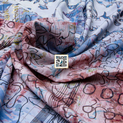 حرير ستان مشجر لونين - #٦٣ - (صرخه) (ازرق فاتح #2)